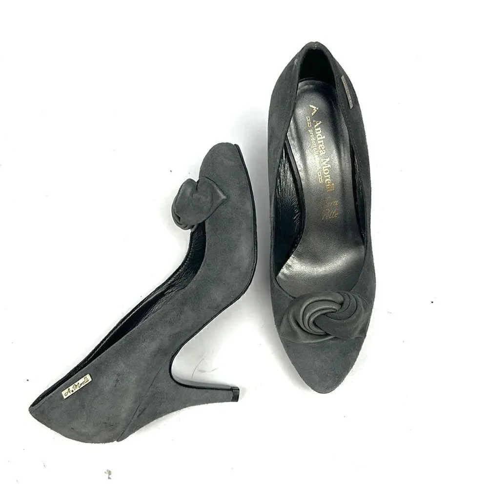 New Andrea Morelli Italy Gray Suede Pumps Heels EUR 36 US 6